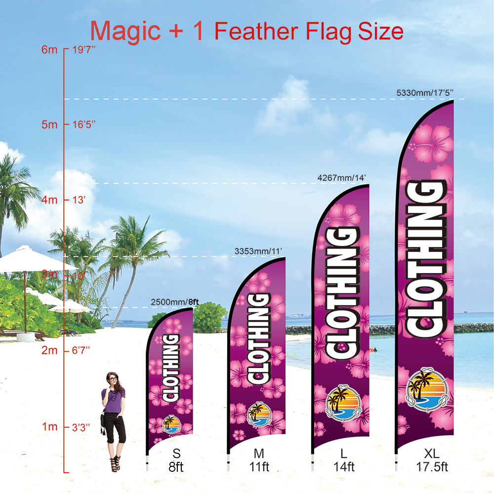 Magic + 1 Feather Flag Display Size