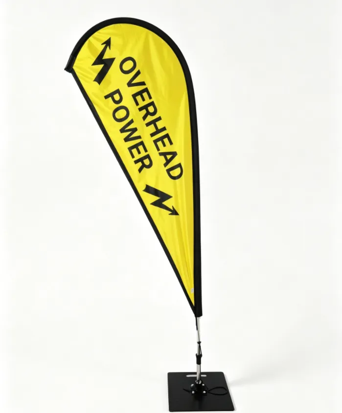 residential overhead power‑line warning feather flag