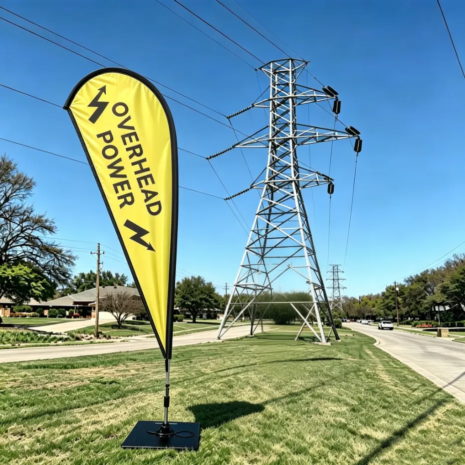 high‑voltage cable safety teardrop banner