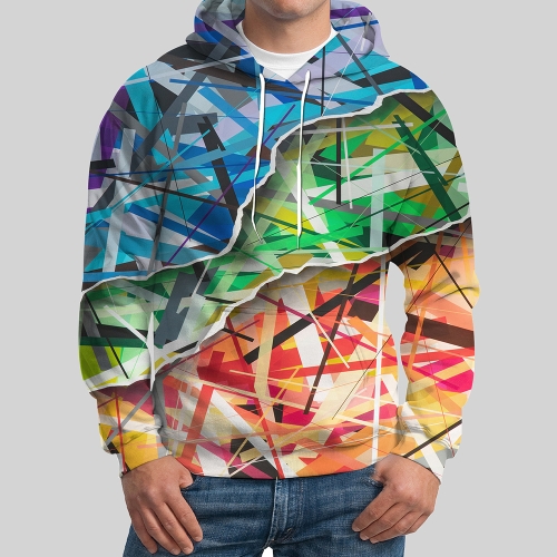 Custom 3D Printed Men's Hoodie: Abstract and Trendy Sportswear