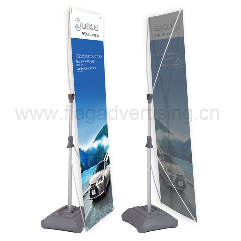 Custom Portable Trade Show Advertising Equipment Display Outdoor Water Base X Banner Stand
