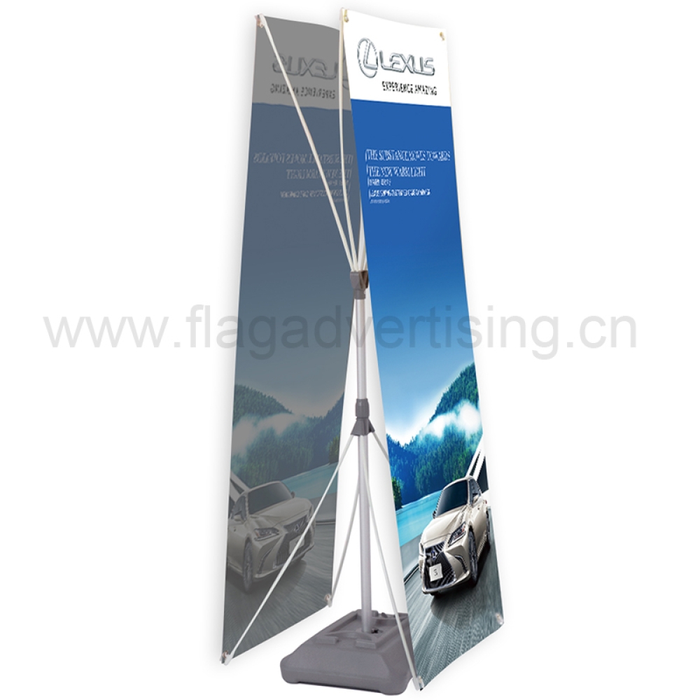 Custom Portable Trade Show Advertising Equipment Display Outdoor Water Base X Banner Stand