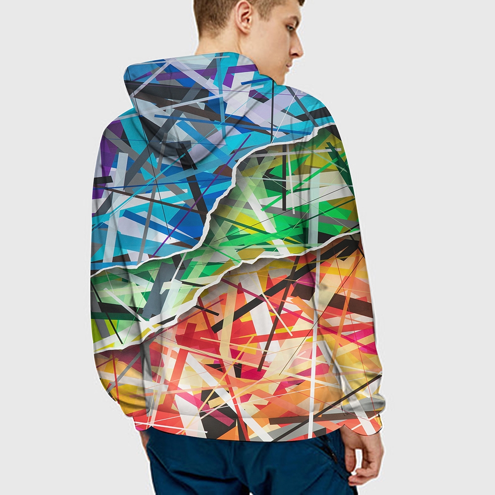 Custom 3D Printed Men's Hoodie: Abstract and Trendy Sportswear