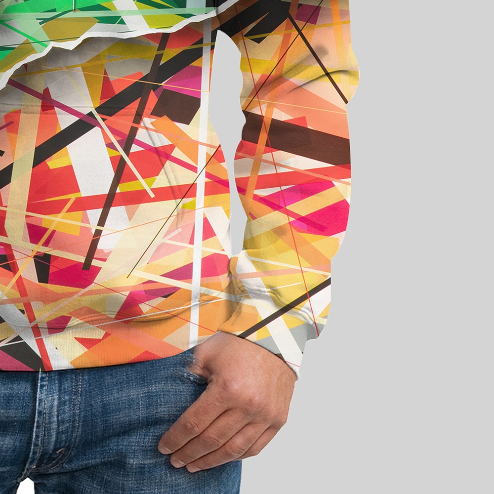 Custom 3D Printed Men's Hoodie: Abstract and Trendy Sportswear