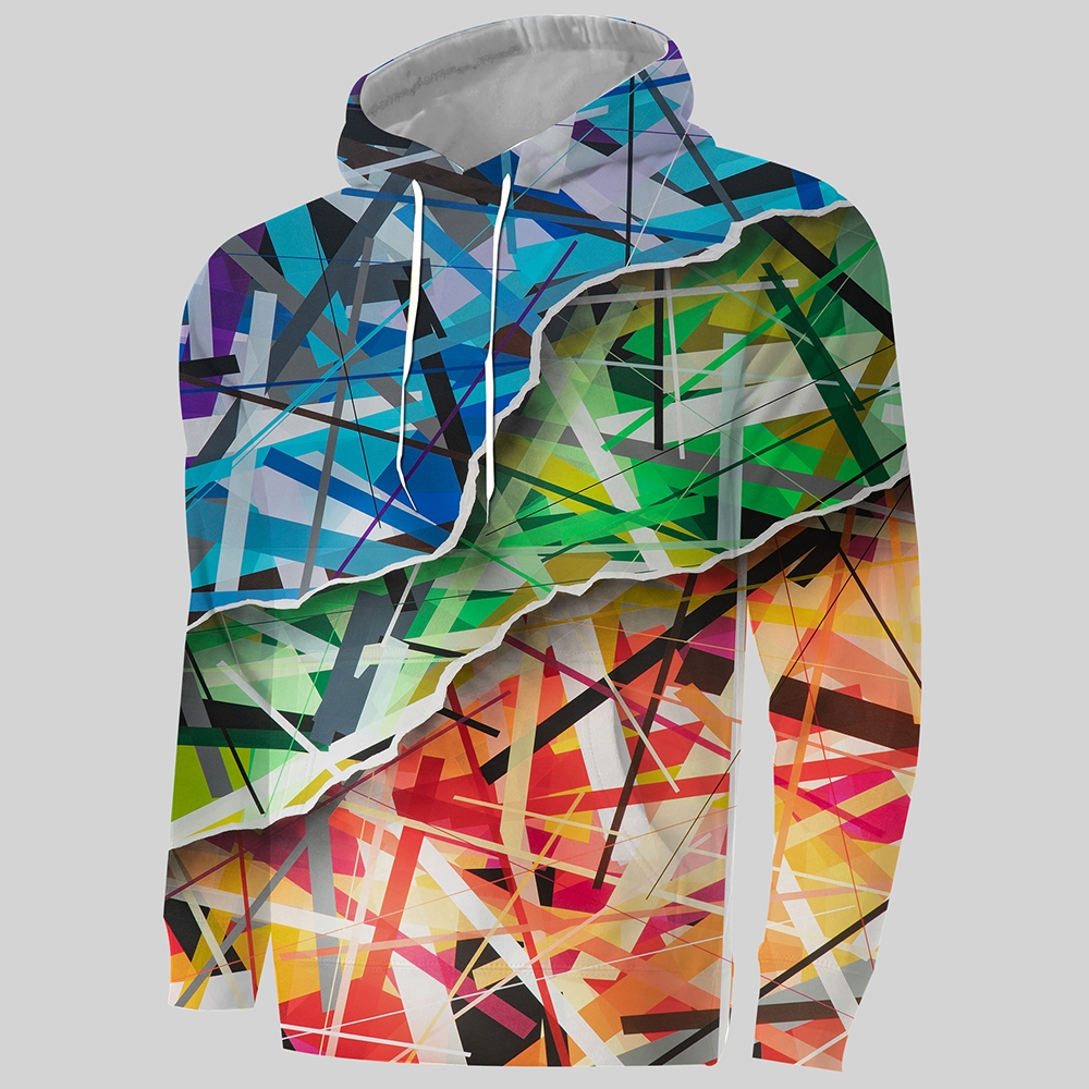 Custom 3D Printed Men's Hoodie: Abstract and Trendy Sportswear
