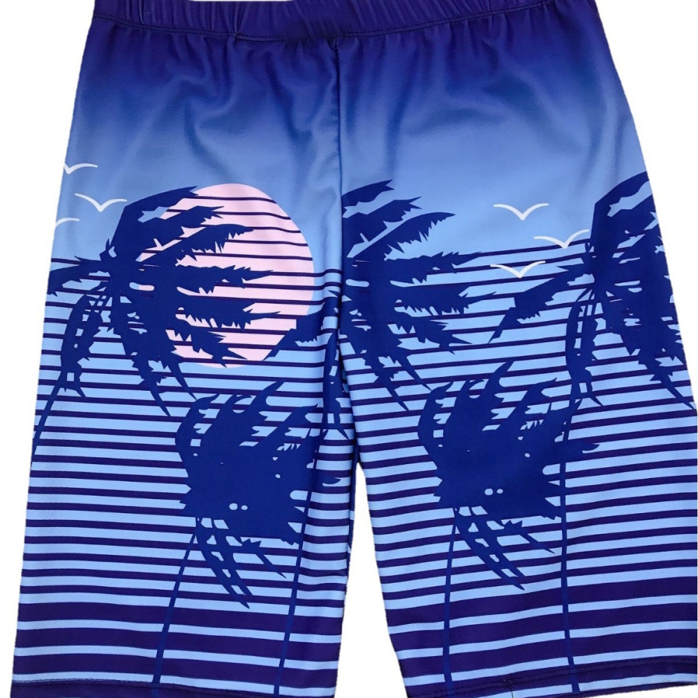 Custom men's knee-length beach swim trunk