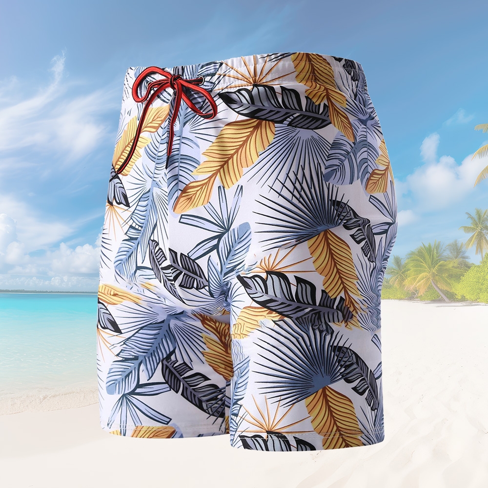 Custom men's knee-length beach swim trunk