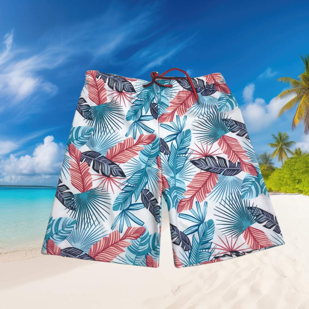 Custom men's knee-length beach swim trunk