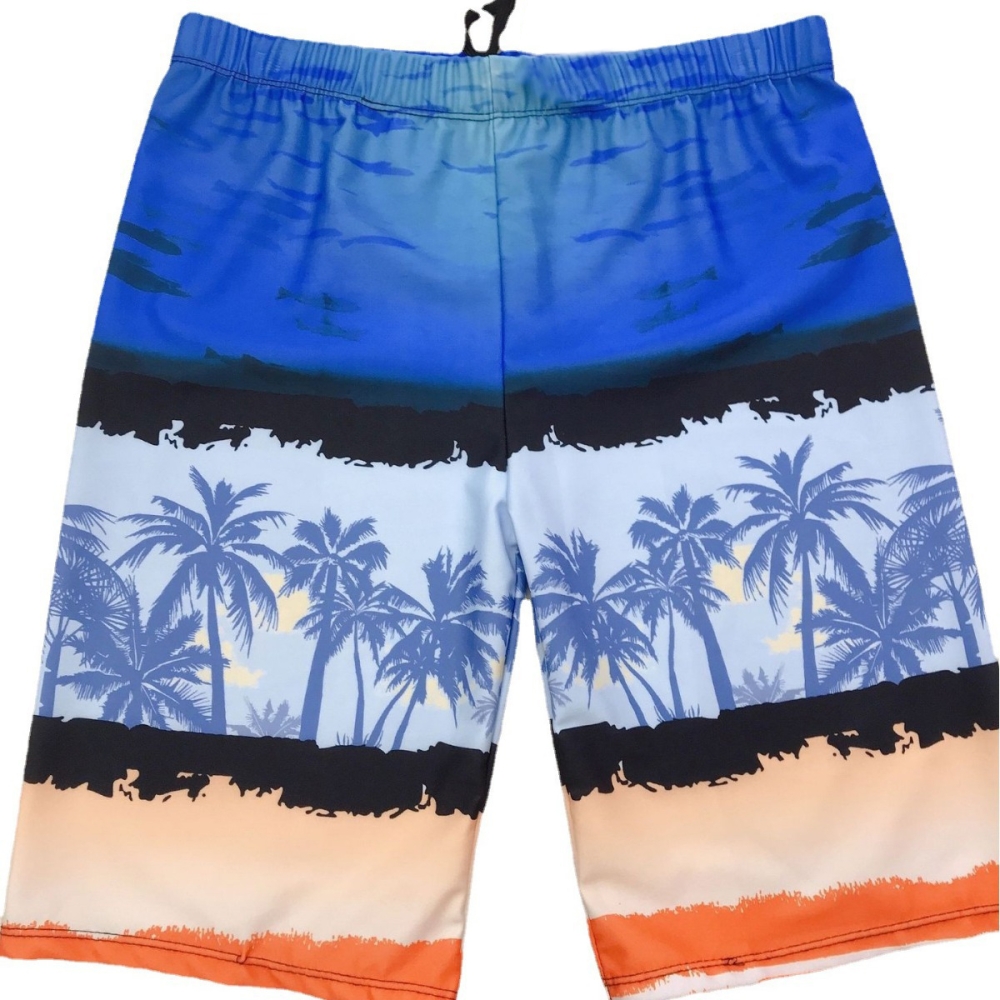 Custom men's knee-length beach swim trunk