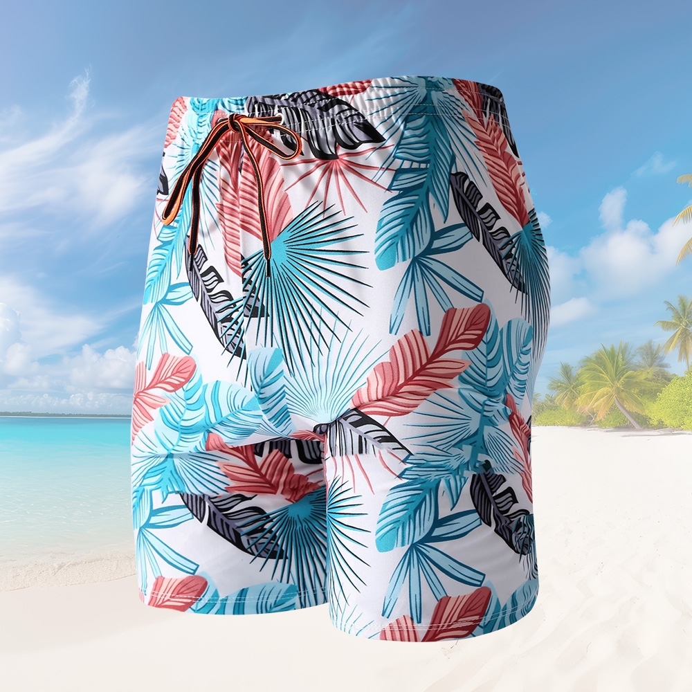 Custom men's knee-length beach swim trunk