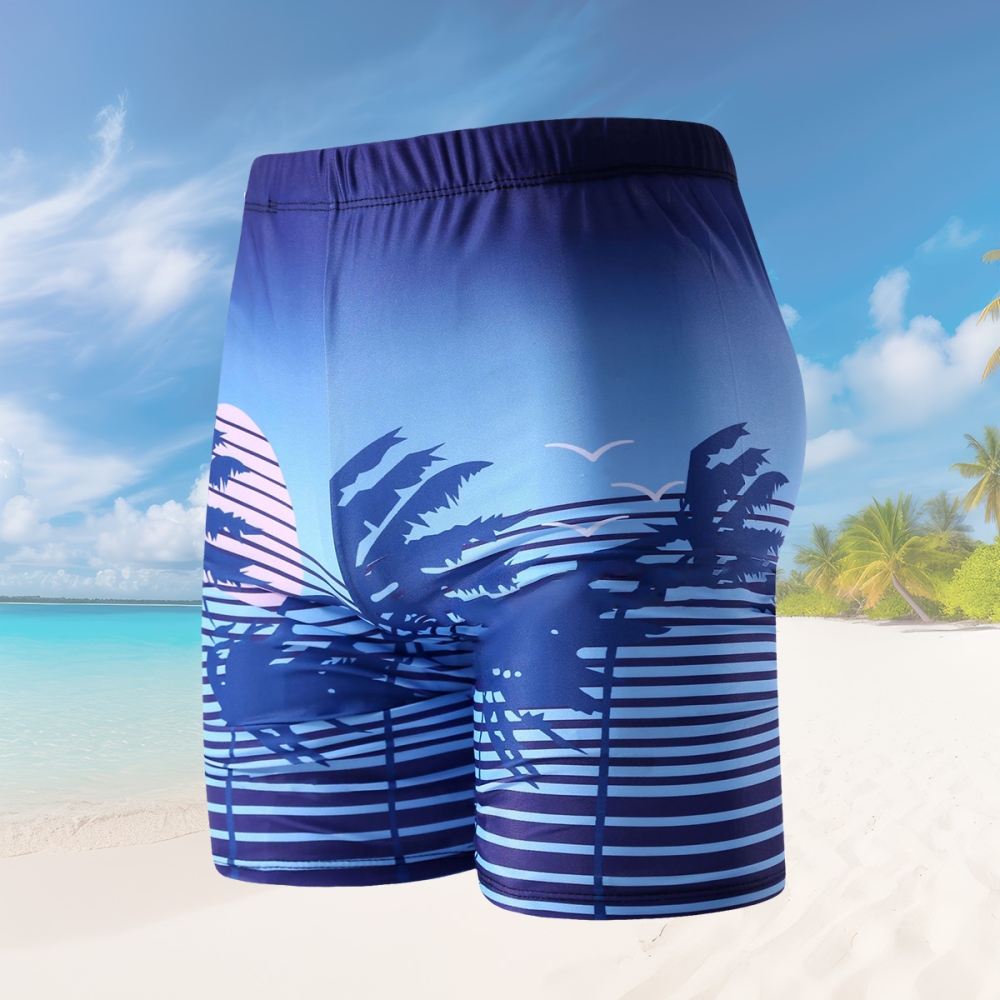 Custom men's knee-length beach swim trunk