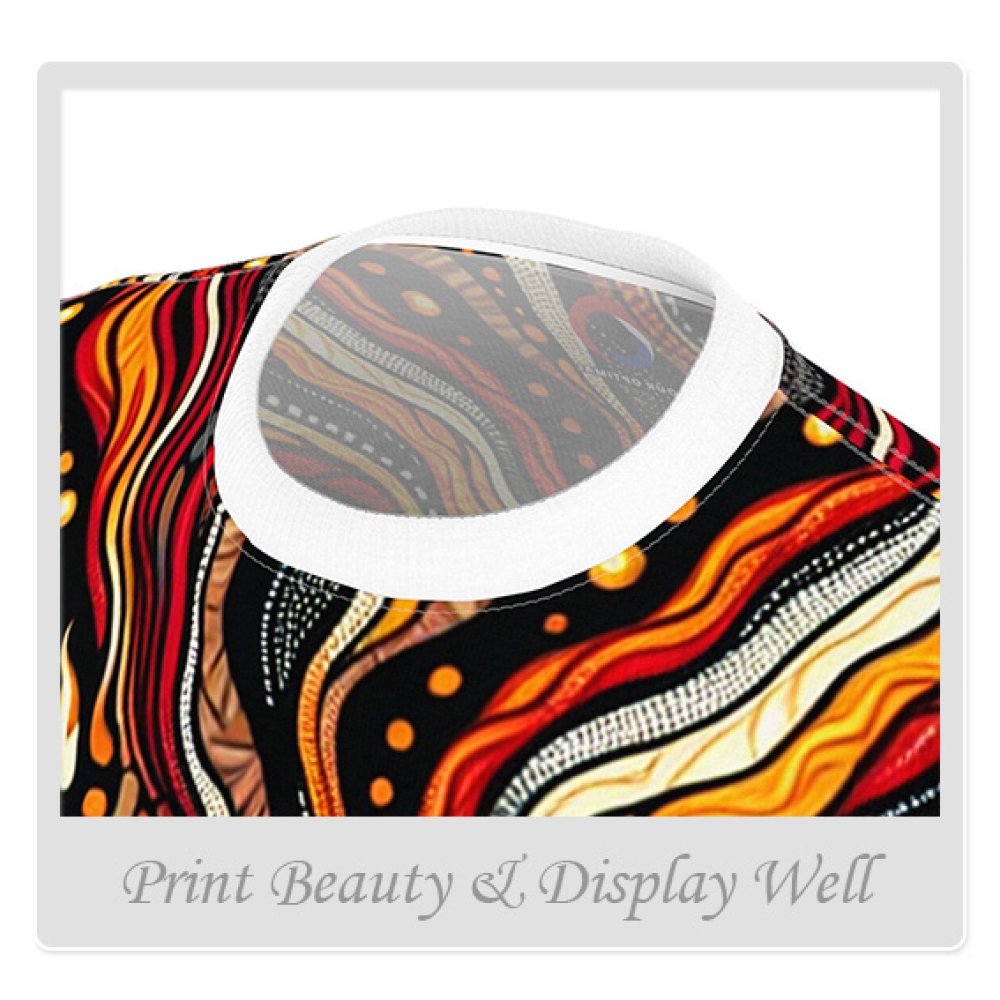Primordial Fire Eruption T-Shirt, Aboriginal Art Storytelling, Lava Flow Design - African Tribal Pattern-Inspired Tee