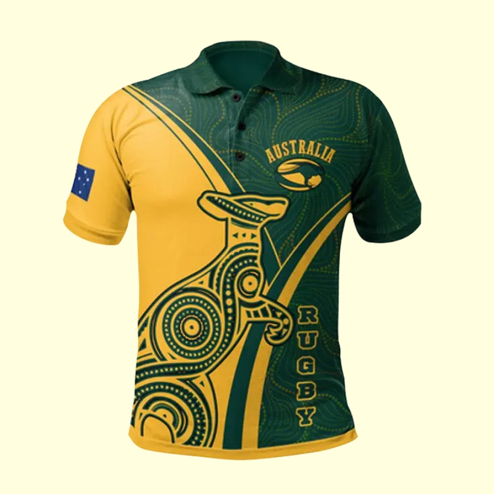 Men's Casual Shirt Custom Australia Culture Art With River And Tortoise Aboriginal Inspired Dot Art Polo Shirts