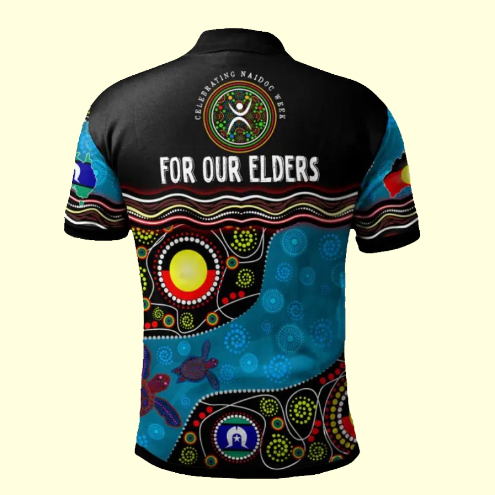 Men's Casual Shirt Custom Australia Culture Art With River And Tortoise Aboriginal Inspired Dot Art Polo Shirts
