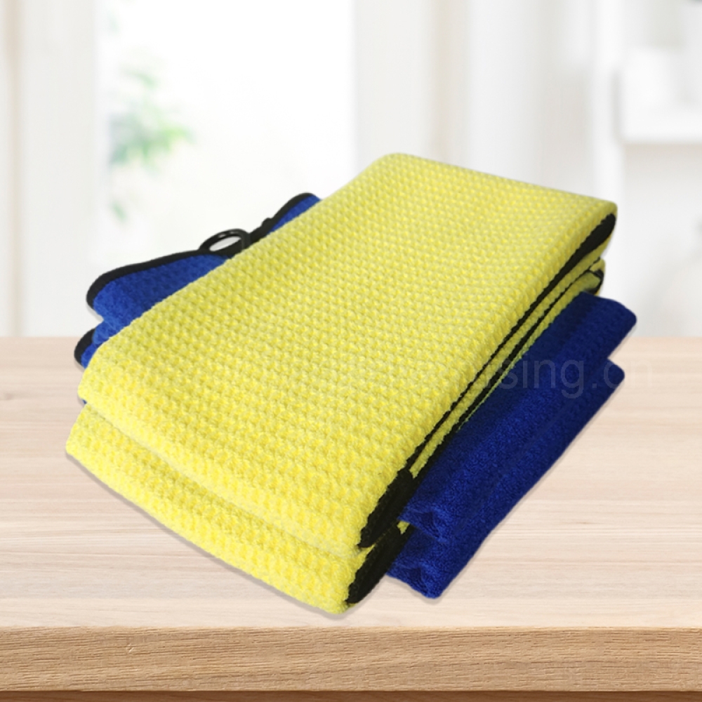 Custom Logo Microfiber Tri-Fold Golf Towel with Clip – Embroidered Cotton Jacquard Golf Club Cleaner