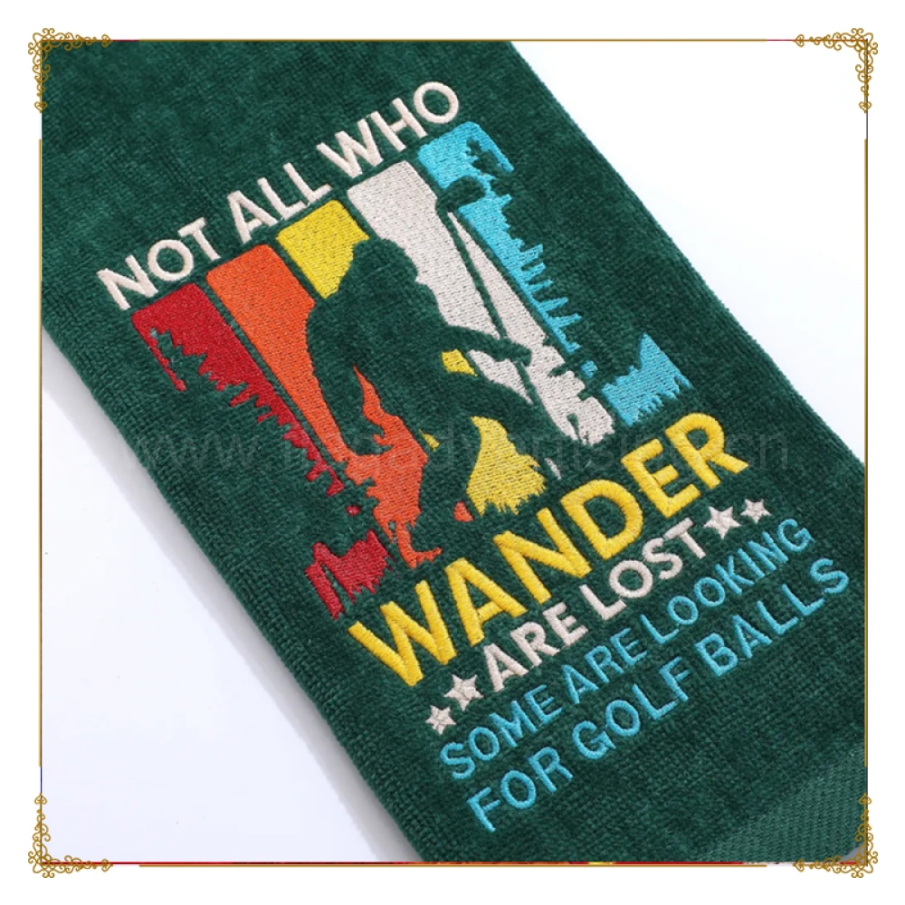 Custom Logo Tri-Fold Golf Towel – Microfiber Jacquard Cotton with Clip for Club Cleaning