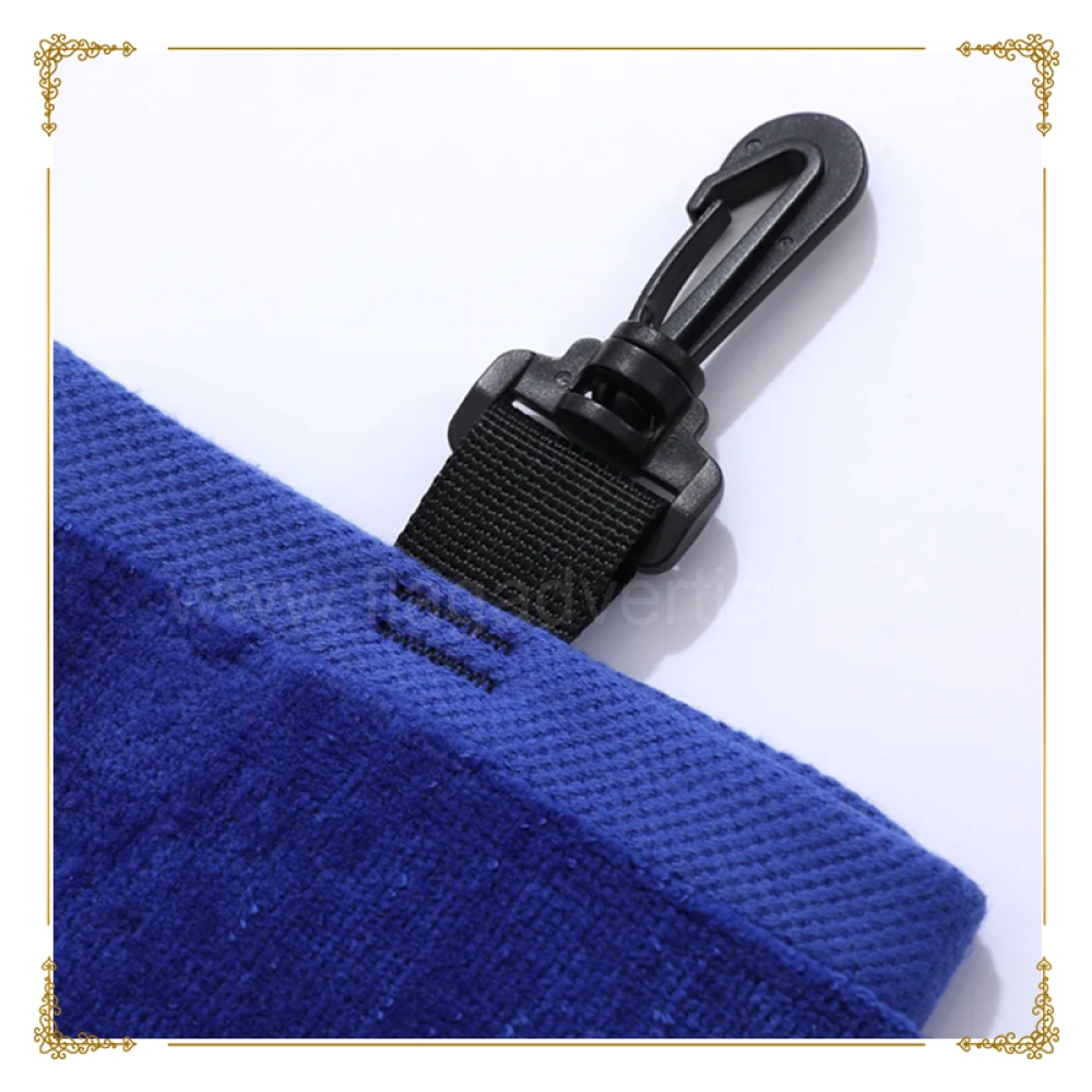 Custom Logo Tri-Fold Golf Towel – Microfiber Jacquard Cotton with Clip for Club Cleaning