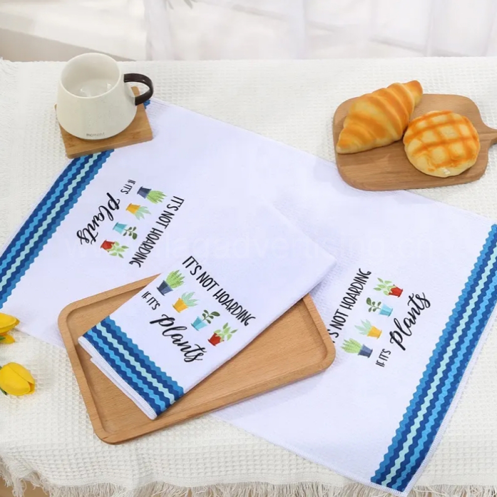 Custom Waffle Weave Kitchen Towels – Soft Polyester Blend, Personalized Tea Towels for Home & Gifts