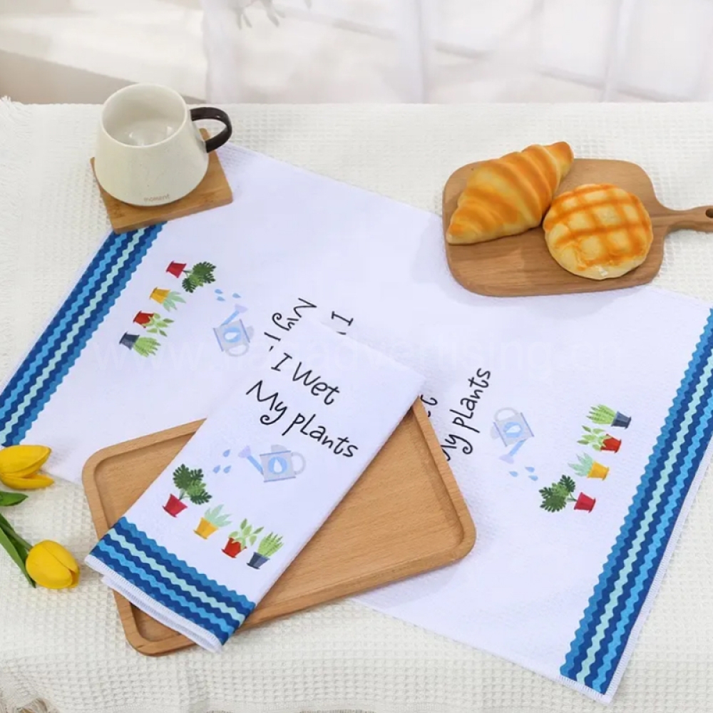 Custom Waffle Weave Kitchen Towels – Soft Polyester Blend, Personalized Tea Towels for Home & Gifts