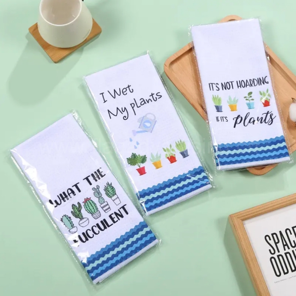 Custom Waffle Weave Kitchen Towels – Soft Polyester Blend, Personalized Tea Towels for Home & Gifts