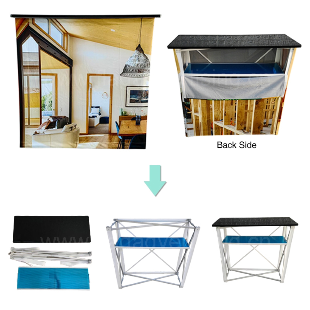 Portable Foldable Trade Show Counter – Lightweight Pop Up Promotion Table for Exhibitions and Events
