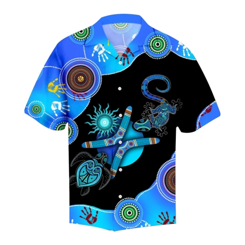 Custom name Aboriginal Naidoc Week Blue Turtle Lizard Combo-Polo Shirts
